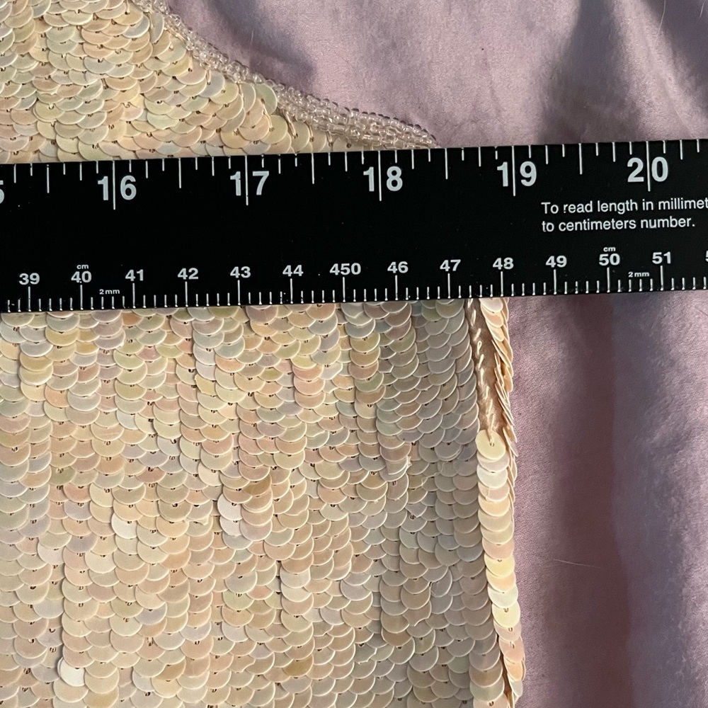 Niteline by Bella Rourfagali size 12-14 Ivory sequin tank AB sequins side slits - Picture 15 of 16